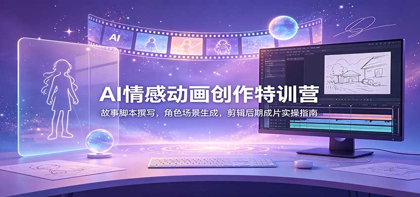 AI情感动画创作特训营：故事脚本撰写，角色场景生成，剪辑后期成片实操指南-项目创薪