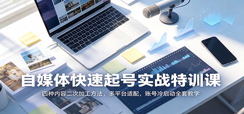 自媒体快速起号实战特训课：四种内容二次加工方法，多平台适配，账号冷启动全套教学-项目创薪