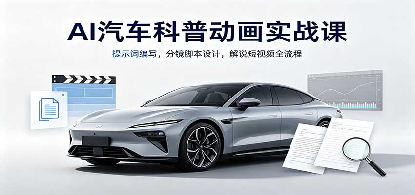 AI汽车科普动画实战课：提示词编写，分镜脚本设计，解说短视频全流程-项目创薪