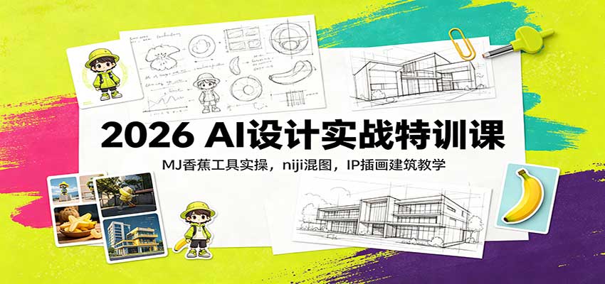 2026 AI设计实战特训课：MJ香蕉工具实操，niji混图，IP插画建筑教学-项目创薪