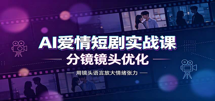 AI爱情短剧实战课：故事剧本创作，分镜镜头优化，智能体提示词-项目创薪