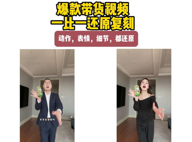 AI带货视频复刻，一比一还原加二创，动作，表情，细节，都还原，新手也能直接套用-项目创薪