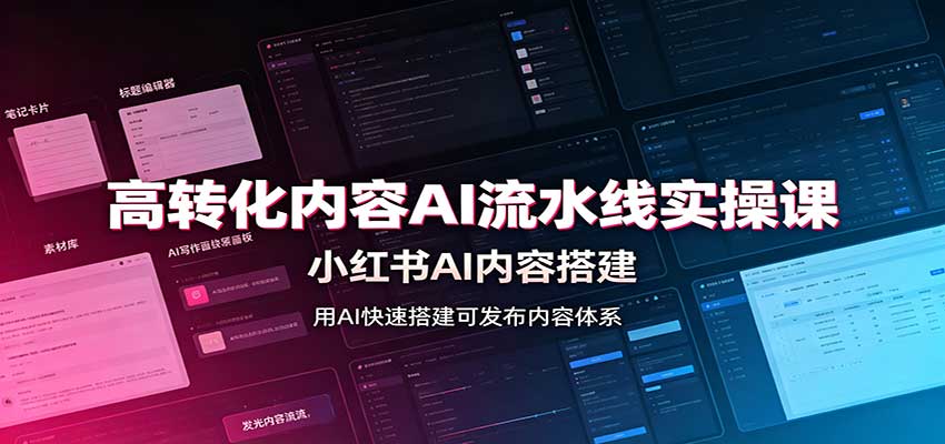 高转化内容AI流水线实操课：小红书AI内容搭建，Skill工具配置，转化内容生产-项目创薪