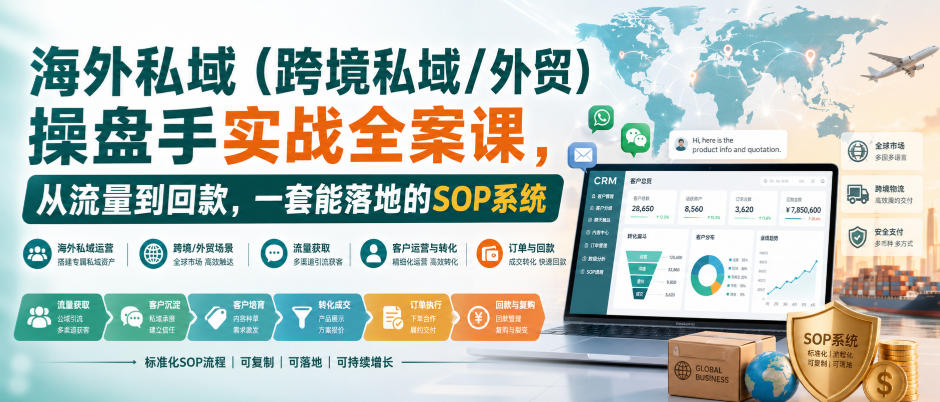 海外私域(跨境私域/外贸)操盘手实战全案课，从流量到回款，一套能落地的SOP系统-项目创薪