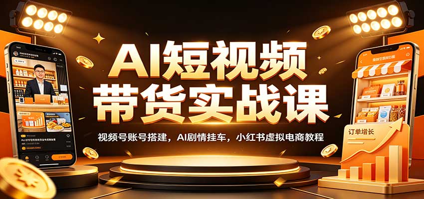 AI短视频带货实战课：视频号账号搭建，AI剧情挂车，小红书虚拟电商教程-项目创薪