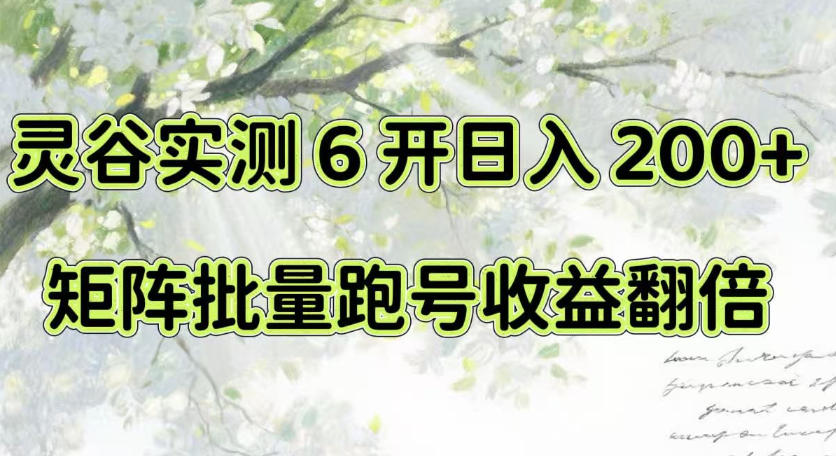 一台电脑就能做！灵谷实测6开日入200+，矩阵批量跑号收益翻倍【揭秘】-项目创薪