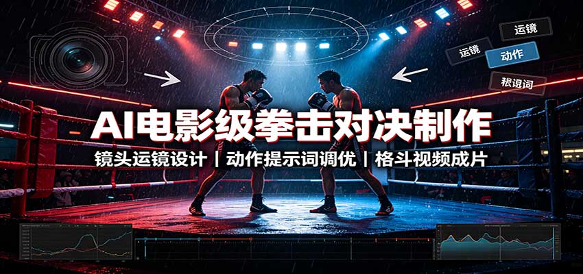 AI电影级拳击对决制作：镜头运镜设计，动作提示词调优，格斗视频成片-项目创薪