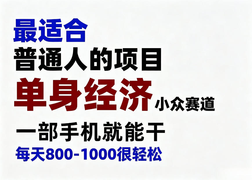 身经济小众赛道，一部手机就能干，每天搞个800-1000很轻松，最适合普通人的项目【揭秘】-项目创薪