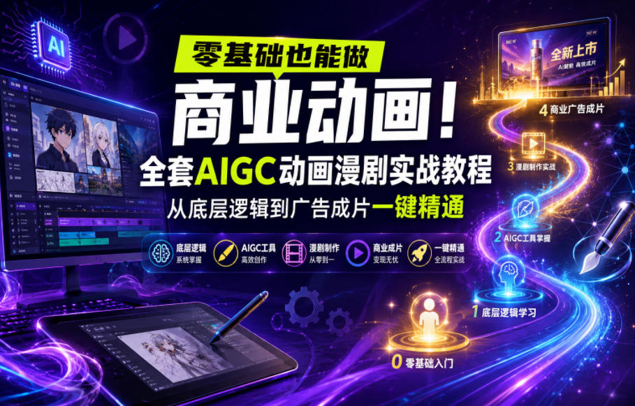 零基础也能做商业动画！全套AIGC动画漫剧实战教程，从底层逻辑到广告成片一键精通(更新0905)-项目创薪