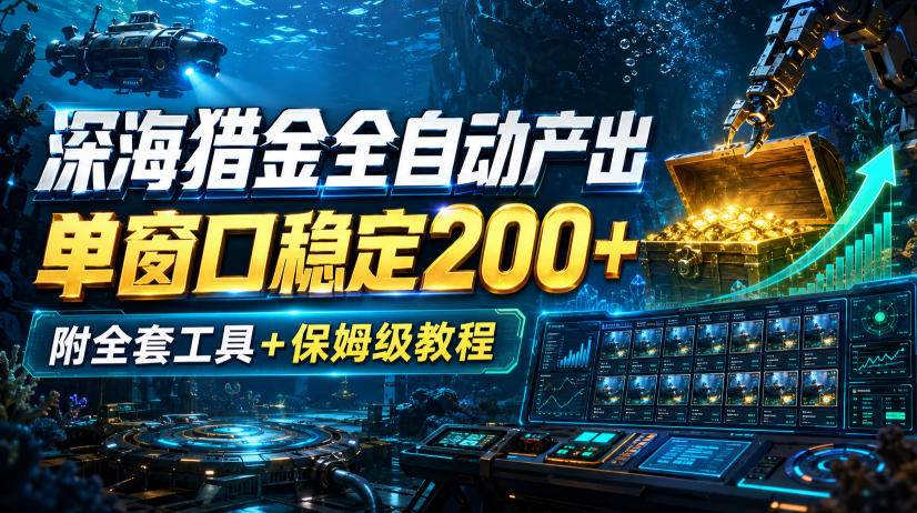 深海猎金全自动产出，单窗口稳定200+，附全套工具+保姆级教程【揭秘】-项目创薪