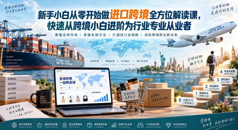新手小白从零开始做进口跨境全方位解读课，快速从跨境小白进阶为行业专业从业者-项目创薪