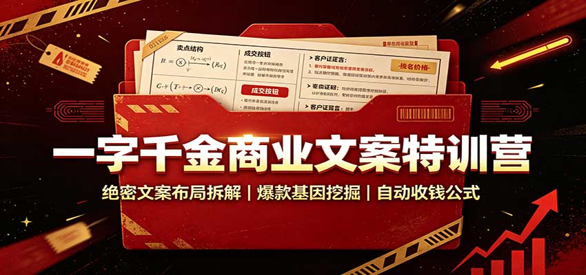 一字千金商业文案特训营：绝密文案布局拆解，爆款基因挖掘，自动收钱公式-项目创薪