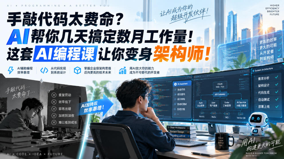 手敲代码太费命？AI帮你几天搞定数月工作量！这套AI编程课让你变身架构师！【原创双语字幕】-项目创薪