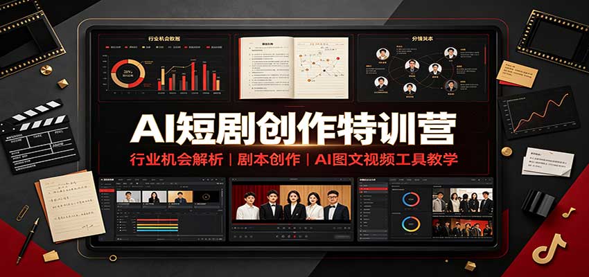 AI短剧创作特训营：行业机会解析，剧本创作，AI图文视频工具教学(文字版)-项目创薪