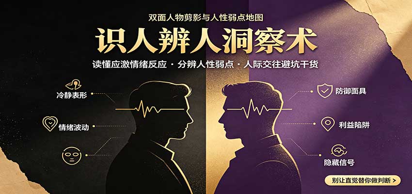 识人辨人终极心法：读懂应激情绪反应，分辨人性弱点，人际交往避坑干货-项目创薪