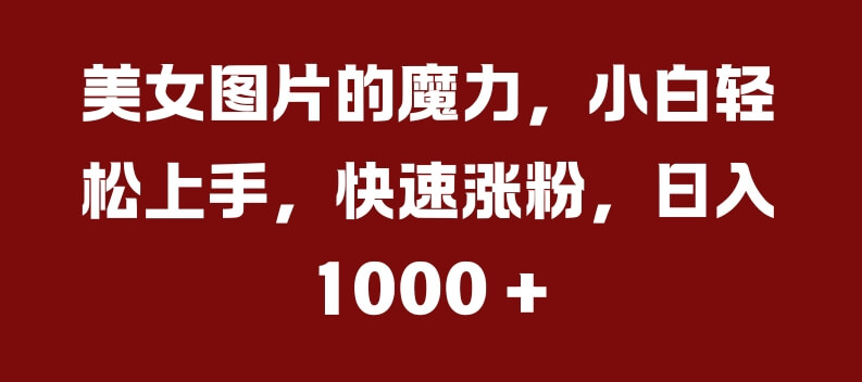美女图片的魔力,小白轻松上手,快速涨粉,日入几张【揭秘】