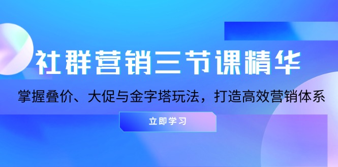 社群营销三节课精华:掌握叠价、大促与金字塔玩法,打造高效营销体系-项目创薪